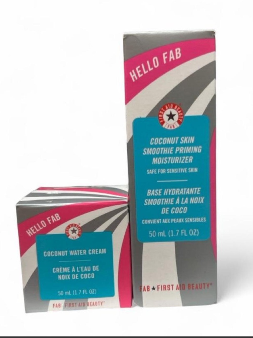 New First Aid Beauty Coconut water cream & Skin Smoothie Priming Moisturizer.